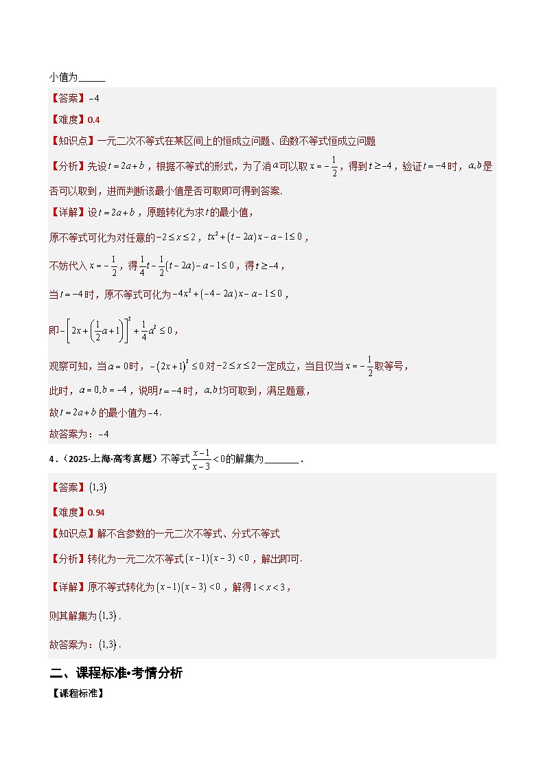 专题1.6 一元二次函数、方程与不等式（五类核心考点精讲）解析版第3页
