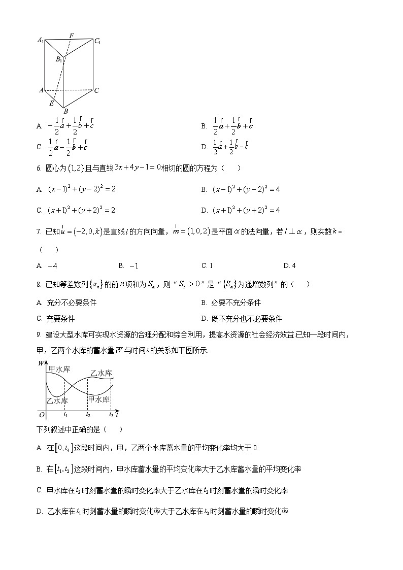 精品解析：北京市朝阳区2024-2025学年高二上学期期末质量检测数学试题（原卷版）第2页