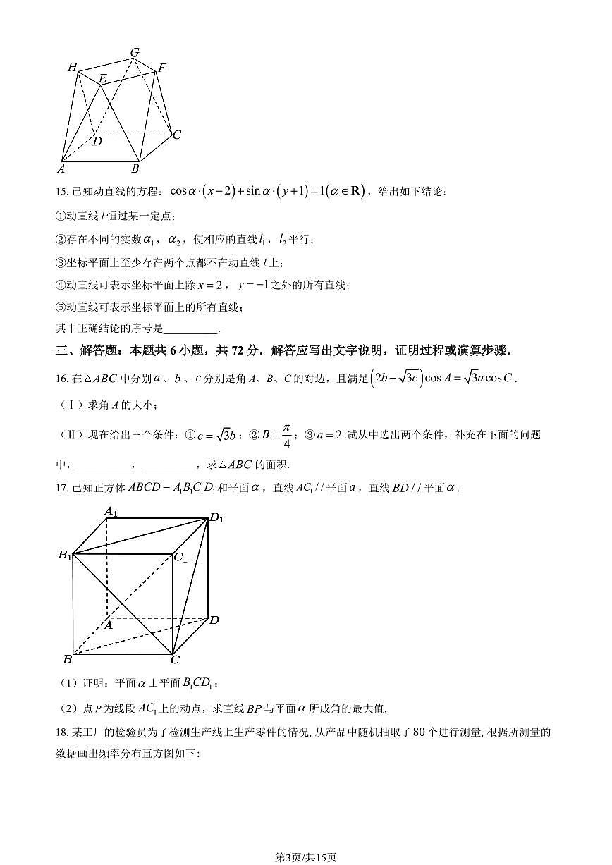 2026北京海淀实验中学高三（下）开学考数学试卷（教师版）第3页