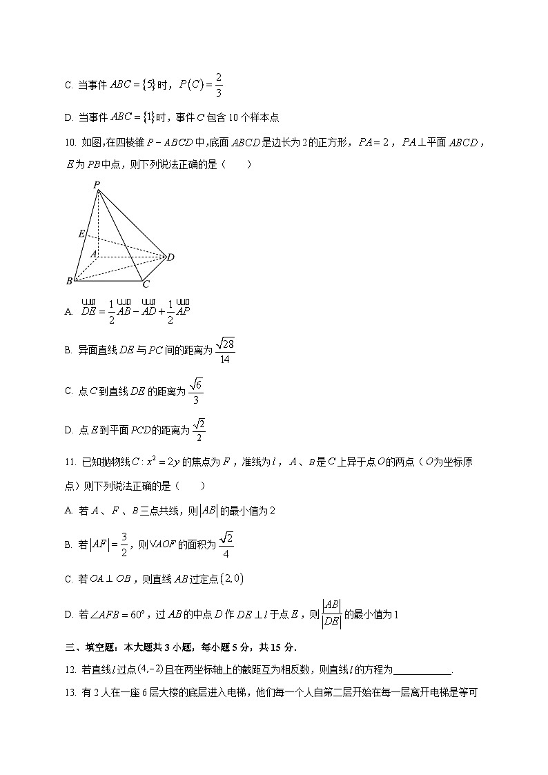 2025~2026学年四川省绵阳外国语学校高二上册期末复习数学检测试卷第3页