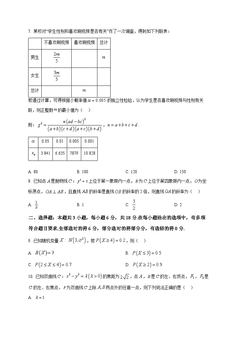 2025-2026学年江西省多校联考高二上册1月质量检测数学试卷（人教B版）（空白卷）第2页