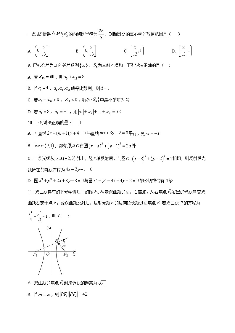 2025-2026学年山东省济南市历城第一中学高二上册1月月考数学试卷（空白卷）第2页