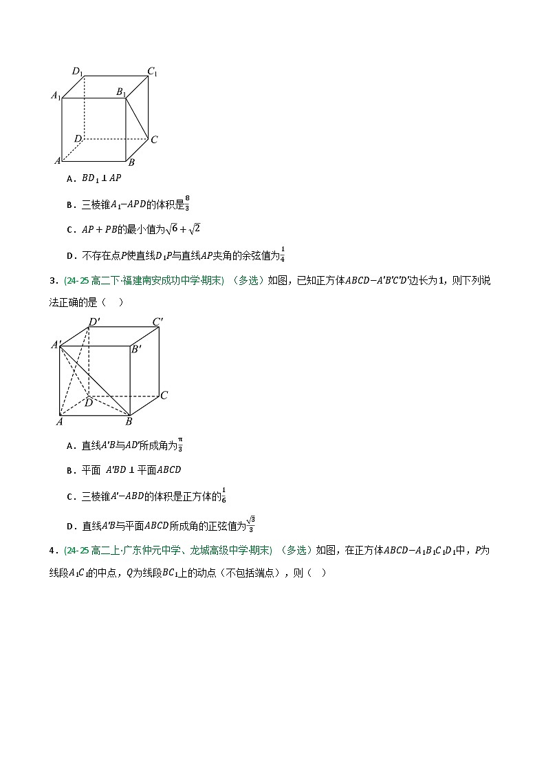 综合训练01 空间向量与立体几何（期末复习专项训练）（原卷版）第3页
