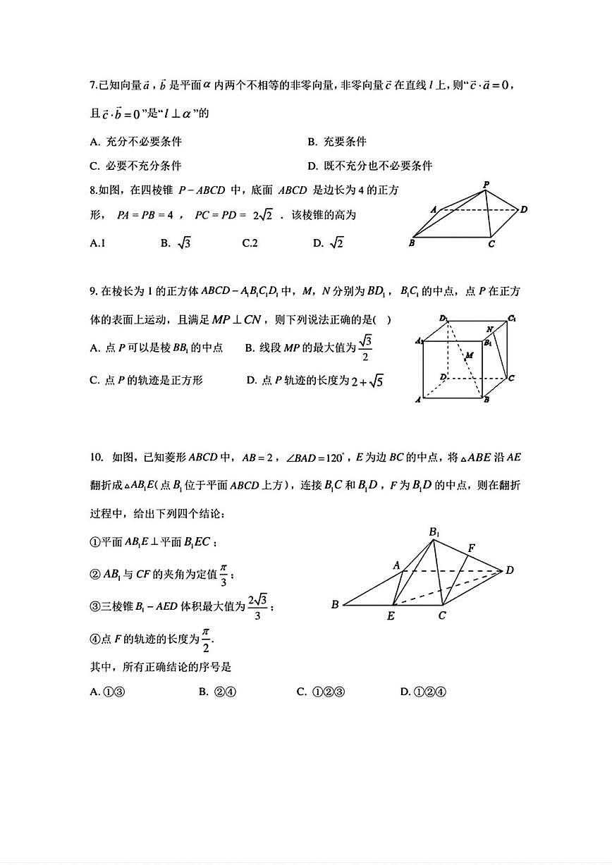 北京市第十九中学2025-2026学年高二上学期11月期中考试数学试题（含答案）第2页