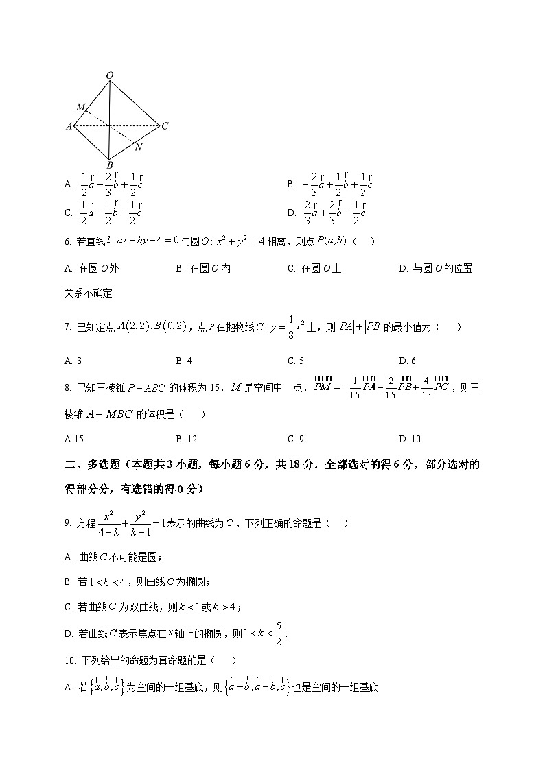 2025~2026学年吉林省延边朝鲜族自治州（汉族）高中联谊校高二上册1月期末质量检测数学试卷（A卷）（原卷）第2页