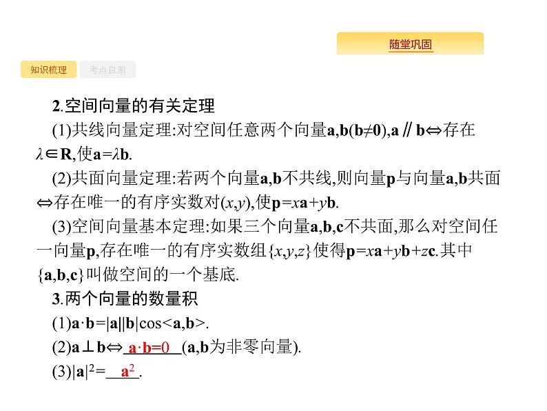 2020版高考数学北师大版（理）一轮复习课件：8.6 空间向量及其运算03