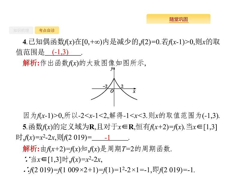 2020版高考数学北师大版（理）一轮复习课件：2.3 函数的奇偶性与周期性08