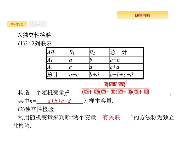 2020版高考数学北师大版（理）一轮复习课件：10.4 相关性、最小二乘估计与统计案例04