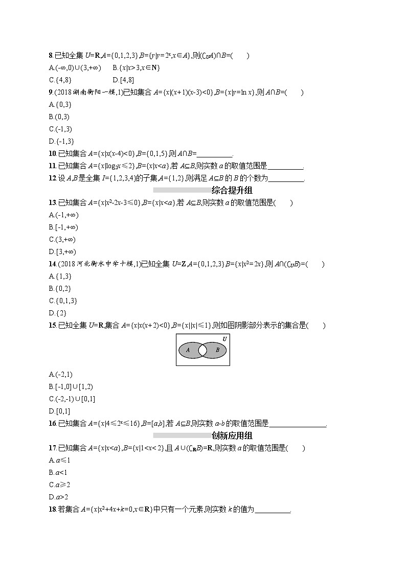 2020版高考数学北师大版（理）一轮复习课时规范练1　集合的概念与运算02
