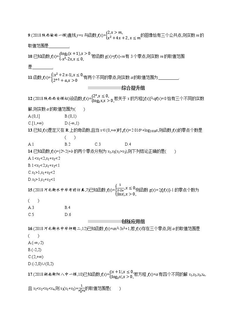 2020版高考数学北师大版（理）一轮复习课时规范练12　函数与方程02