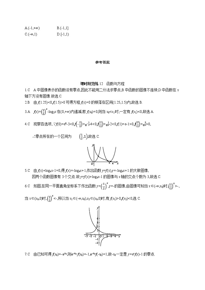 2020版高考数学北师大版（理）一轮复习课时规范练12　函数与方程03