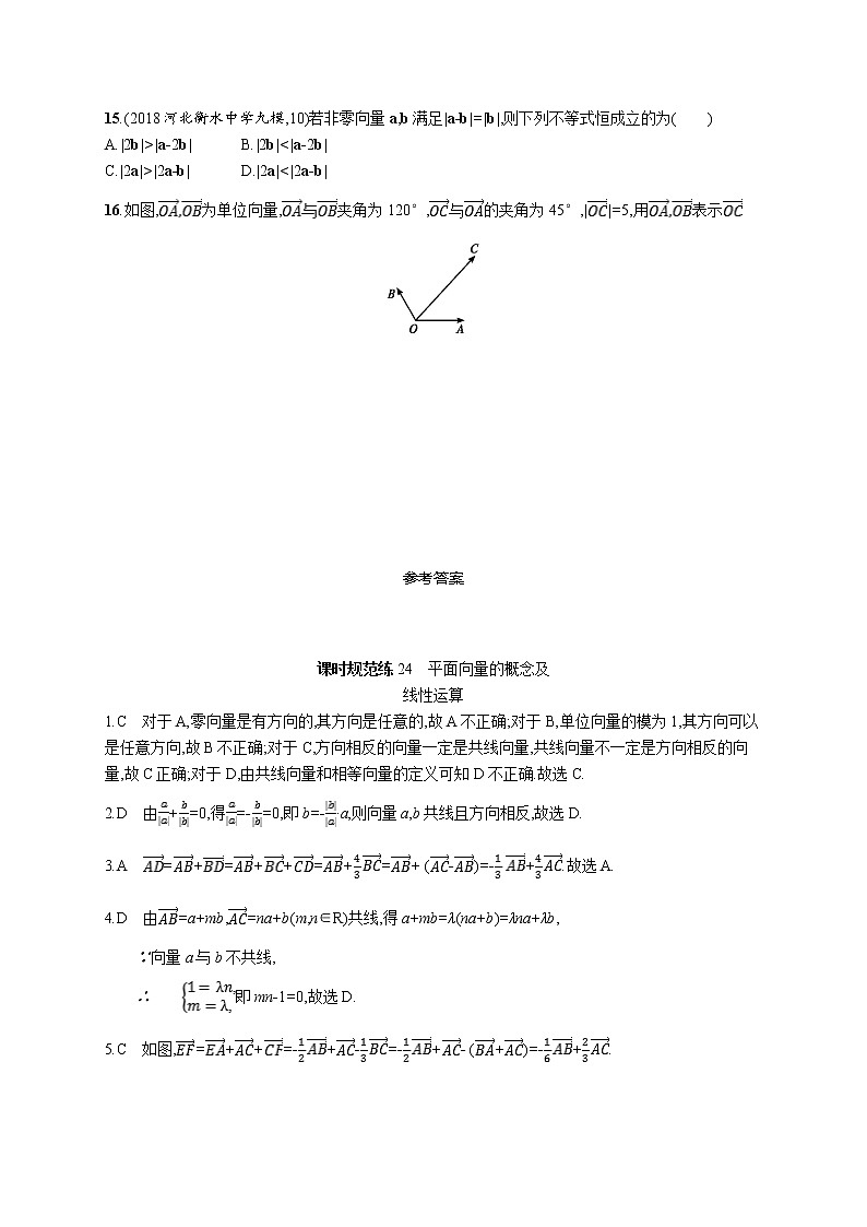 2020版高考数学北师大版（理）一轮复习课时规范练24　平面向量的概念及线性运算03