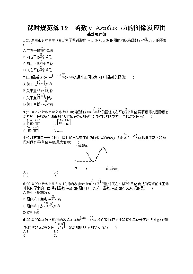 2020北师大版高考数学（文）一轮复习课时训练19：第四章 三角函数、解三角形01