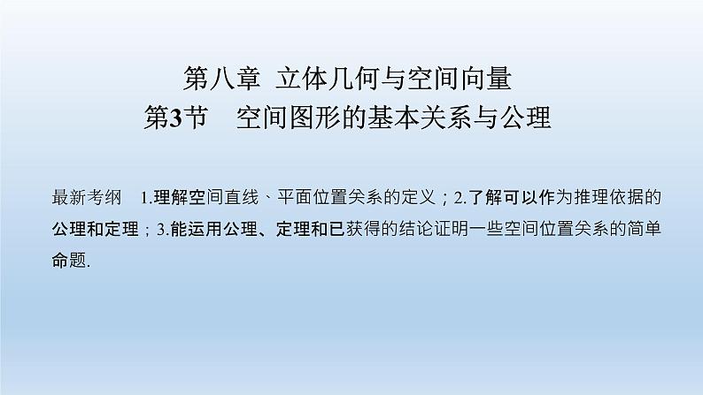 北师大版版数学（理）高考一轮复习课件：第八章 第3节 空间图形的基本关系与公理01