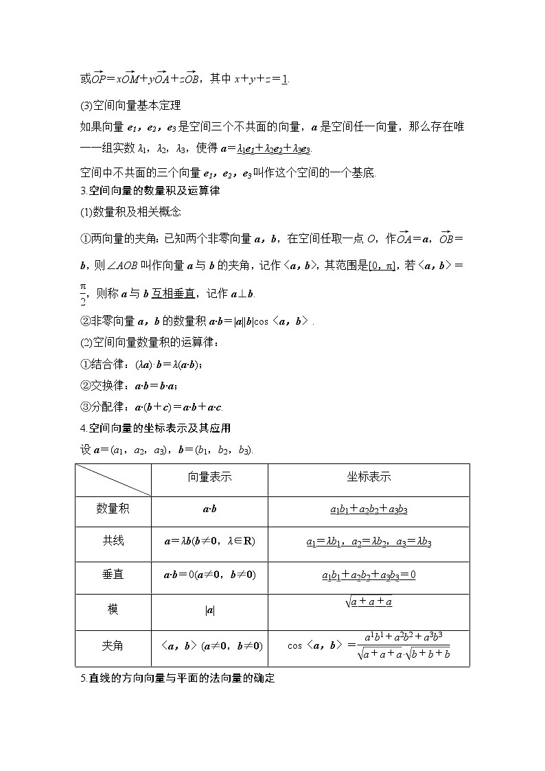 北师大版版数学（理）高考一轮复习讲义：第八章 第6节 空间向量及空间位置关系02