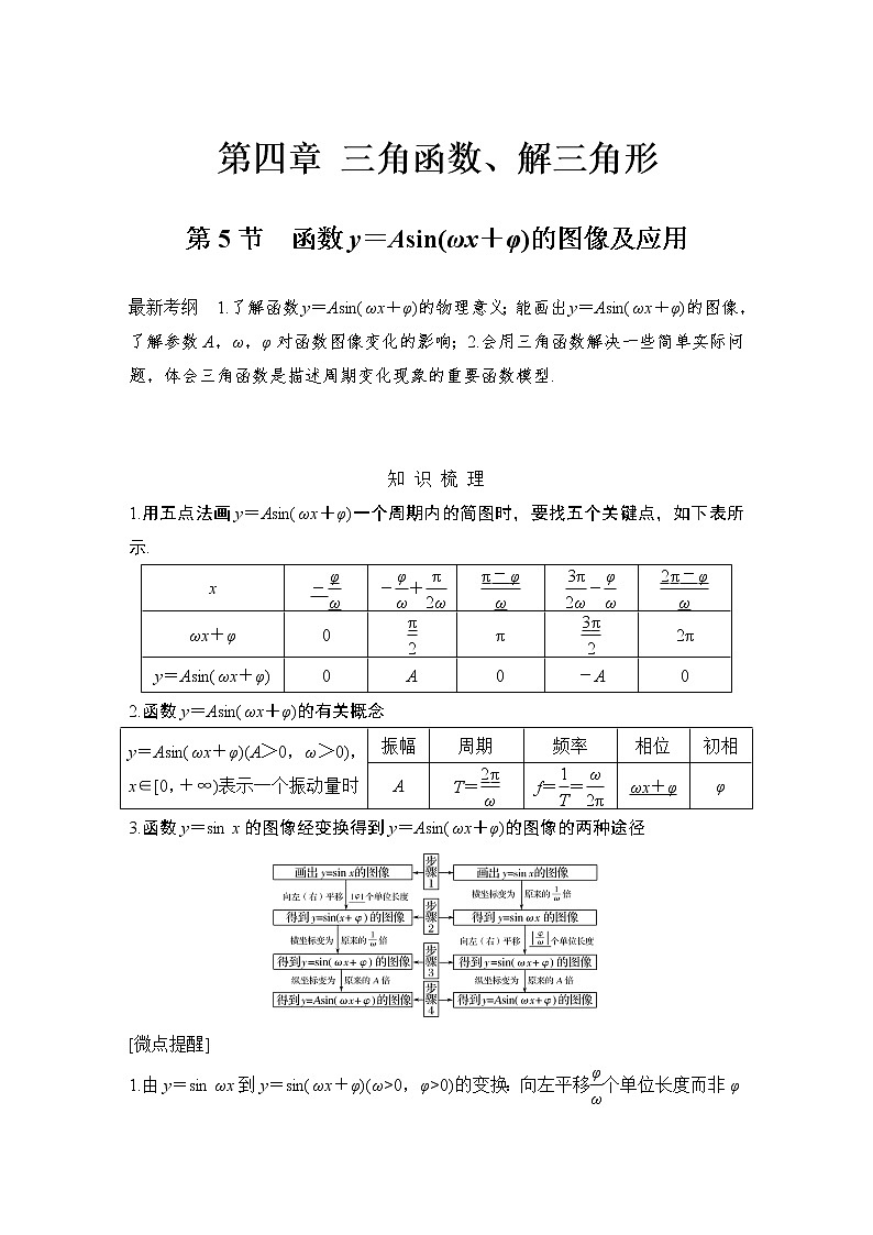北师大版版数学（理）高考一轮复习讲义：第四章 第5节 函数y＝Asin(ωx＋φ)的图像及应用01
