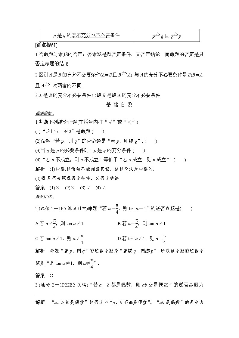 北师大版版数学（理）高考一轮复习讲义：第一章 第2节 命题及其关系、充分条件与必要条件第2页