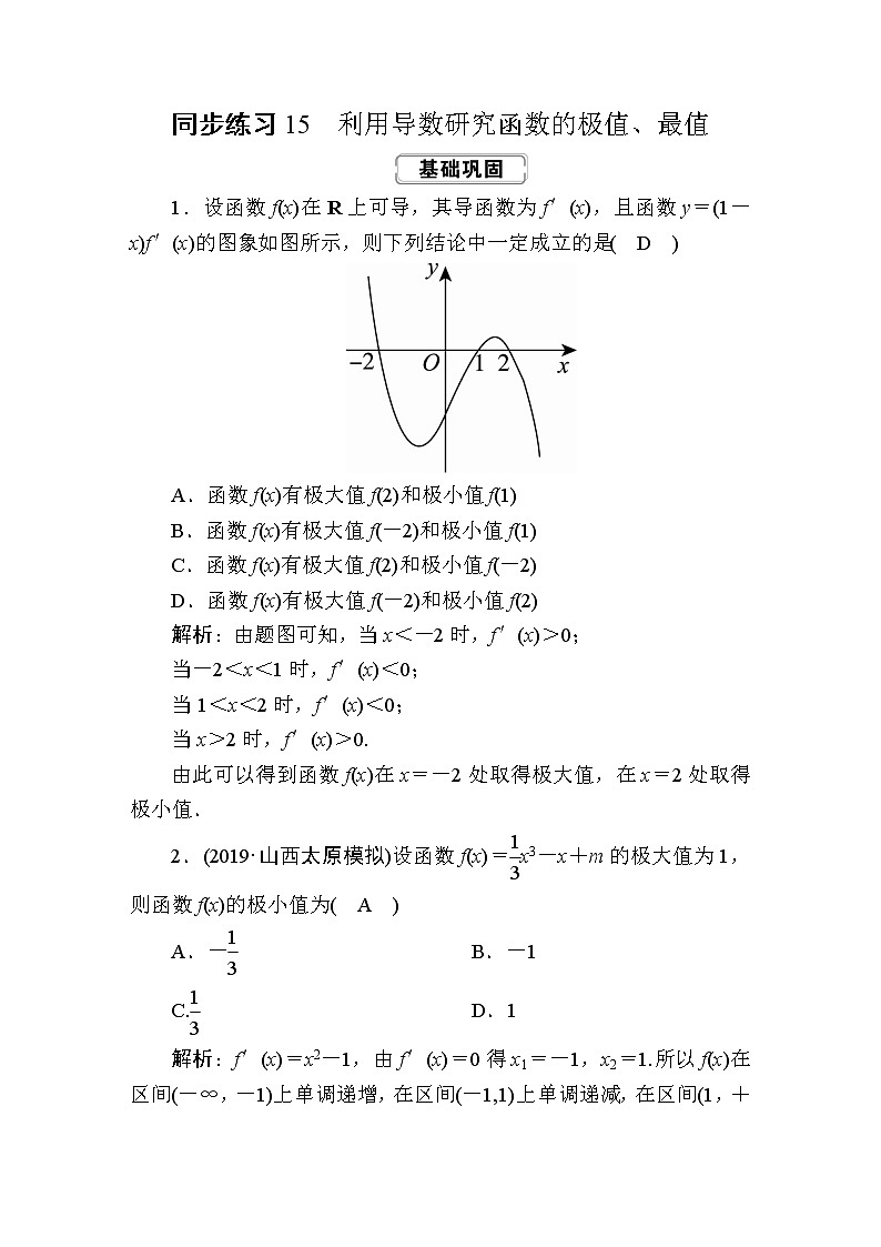 同步练习15　利用导数研究函数的极值、最值01