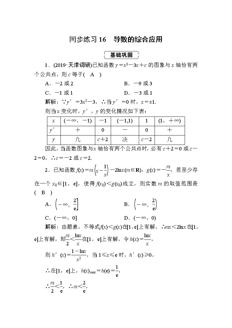 同步练习16　导数的综合应用01