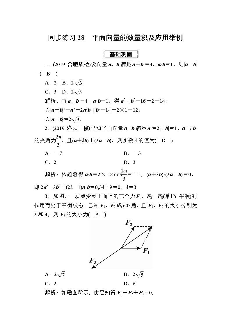 同步练习28　平面向量的数量积及应用举例01