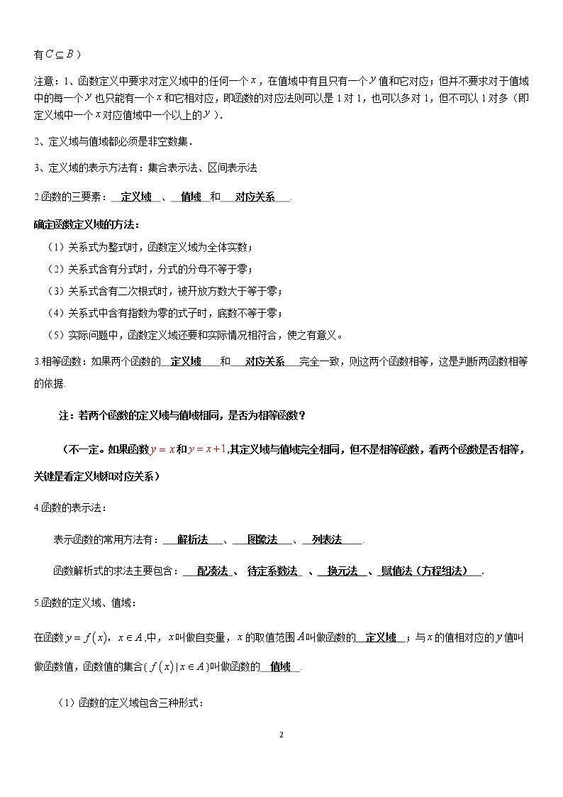 3.1 函数的概念和运算 学案—教师版02