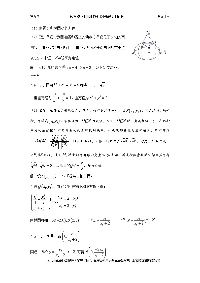 千题百炼——高中数学100个热点问题（三）：第79炼 利用点的坐标解决圆锥曲线问题02
