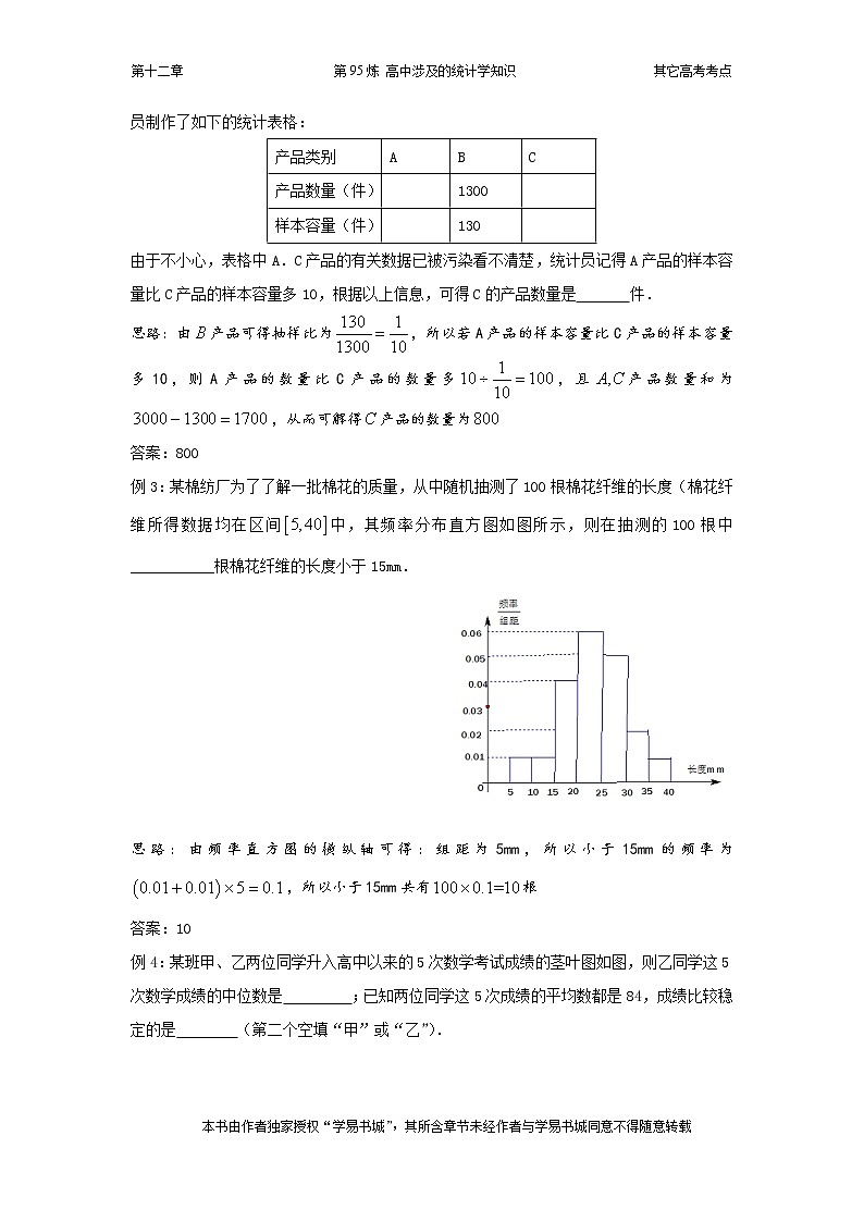 千题百炼——高中数学100个热点问题（三）：第95炼 统计初步03