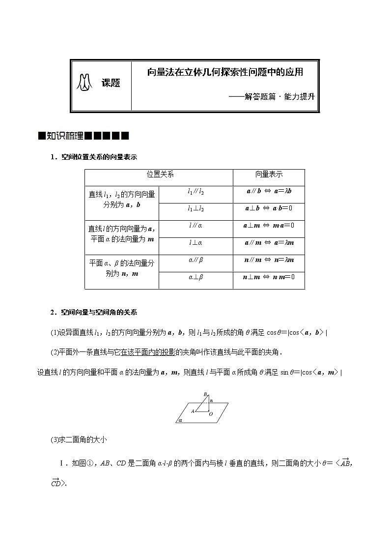 空间向量解决立体几何中探索性问题 练习01