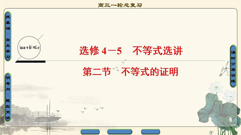 1.2021届高考数学（文）大一轮复习（课件 教师用书 课时分层训练）_选修4-5　不等式选讲 （6份打包）01