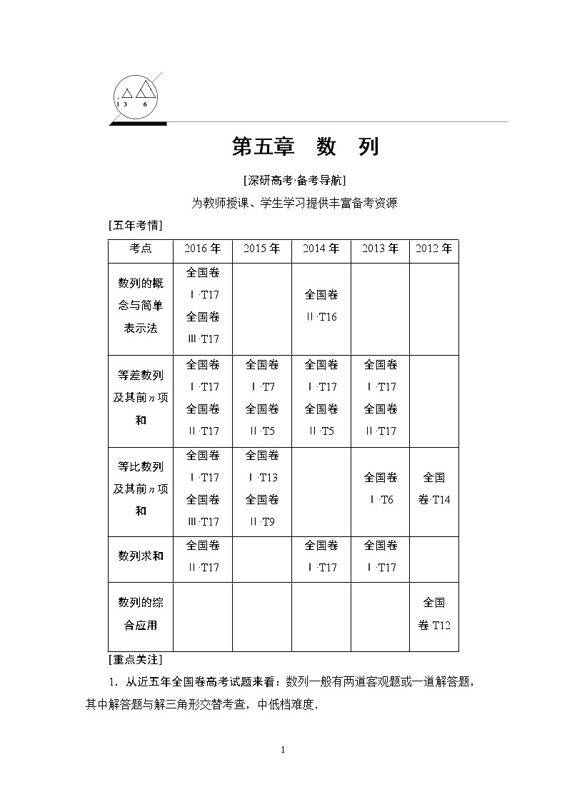 7.2021届高考数学（文）大一轮复习（课件 教师用书 课时分层训练）_第五章　数　列 （13份打包）01