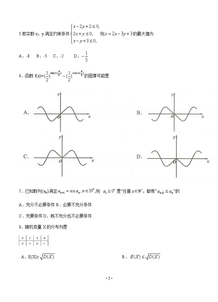 浙江省名校新高考研究联盟（Z20联盟）2020届高三第三次联考试题 数学含答案02