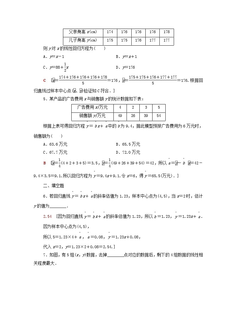2020_2021学年高中数学课时分层作业14变量间的相关关系新人教A版必修3 练习02