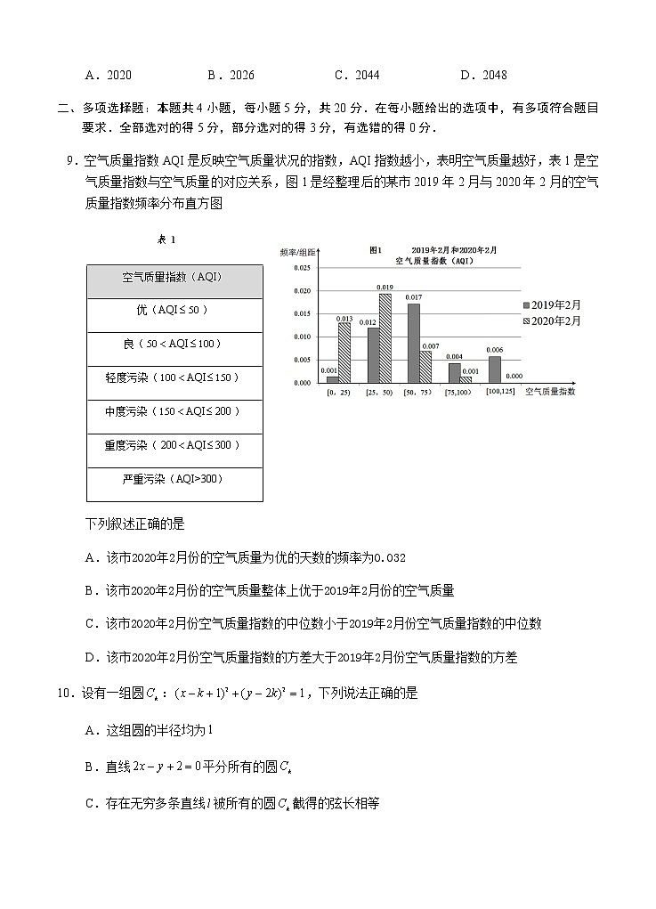 2020年海口市高考调研试题-数学第3页