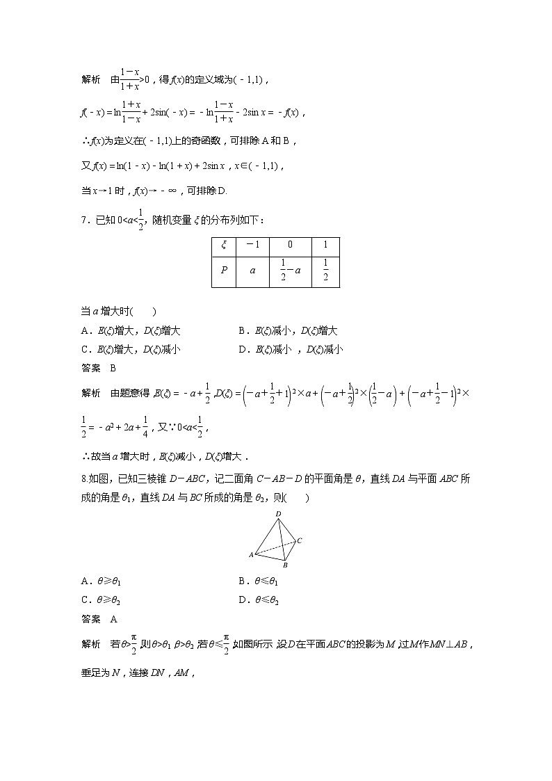 2020届浙江省高考冲刺抢分练高考仿真卷（六） 数学（解析版）03
