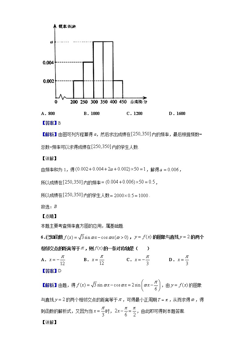 2020届天津市红桥区高三下学期高考第一次模拟考试数学试题（解析版）03