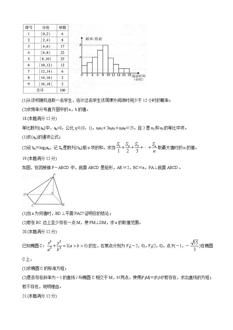 2020届四川省南充市高中高三第一次高考适应性考试 数学（文）03