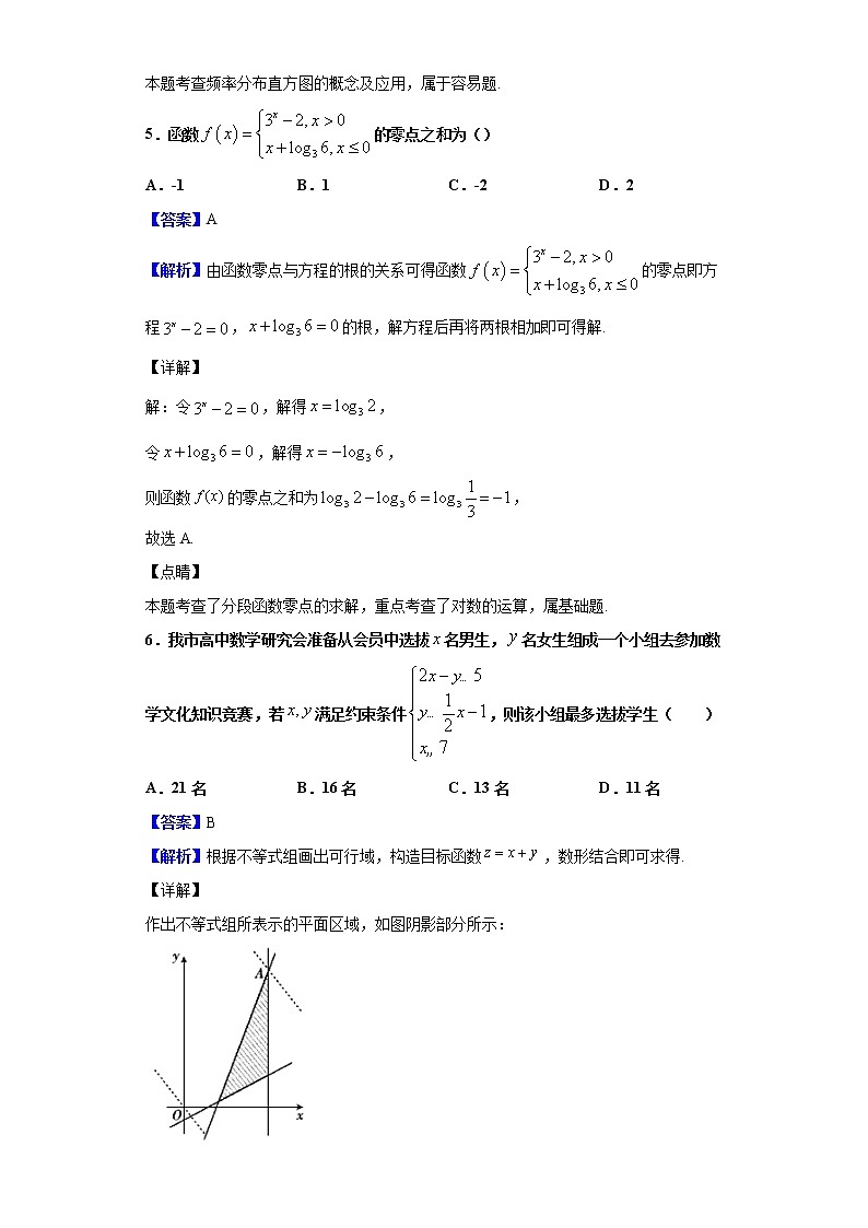 2020届四川省乐山市高三第一次调查研究考试数学（理）试题（解析版）03