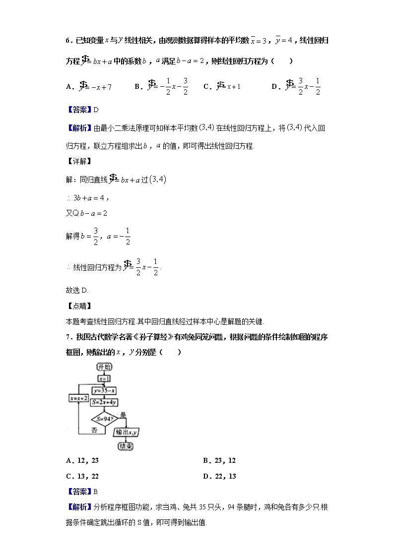 2020届四川省成都市金堂中学高三一诊模拟数学（文）试题（解析版）03