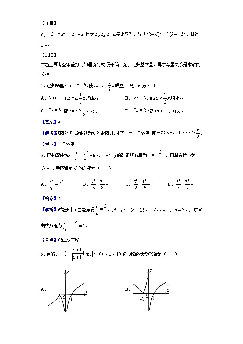 2020届四川省成都市树德中学高三二诊模拟考试数学（文）试题（解析版）02