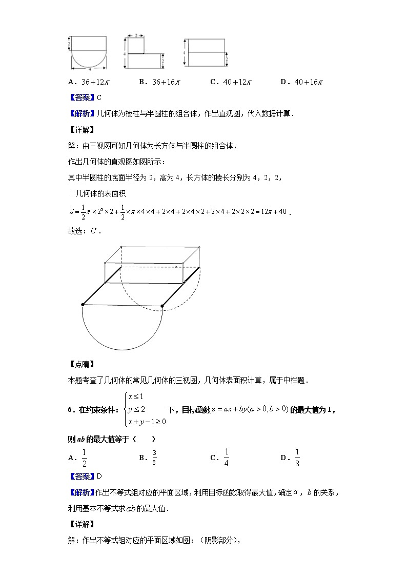 2020届四川省成都市第七中学高三上学期一诊模拟数学（文）试题（解析版）03