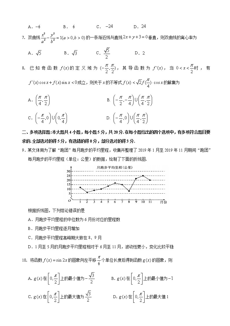 2020届山东省潍坊市临朐县高三下学期综合模拟考试数学试题（一）02