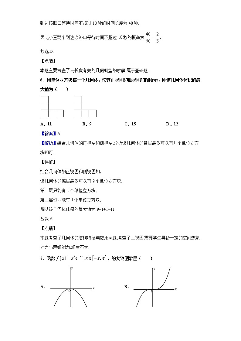 2020届山西省临汾市高三下学期高考考前适应性训练考试（一）数学（文）试题（解析版）03