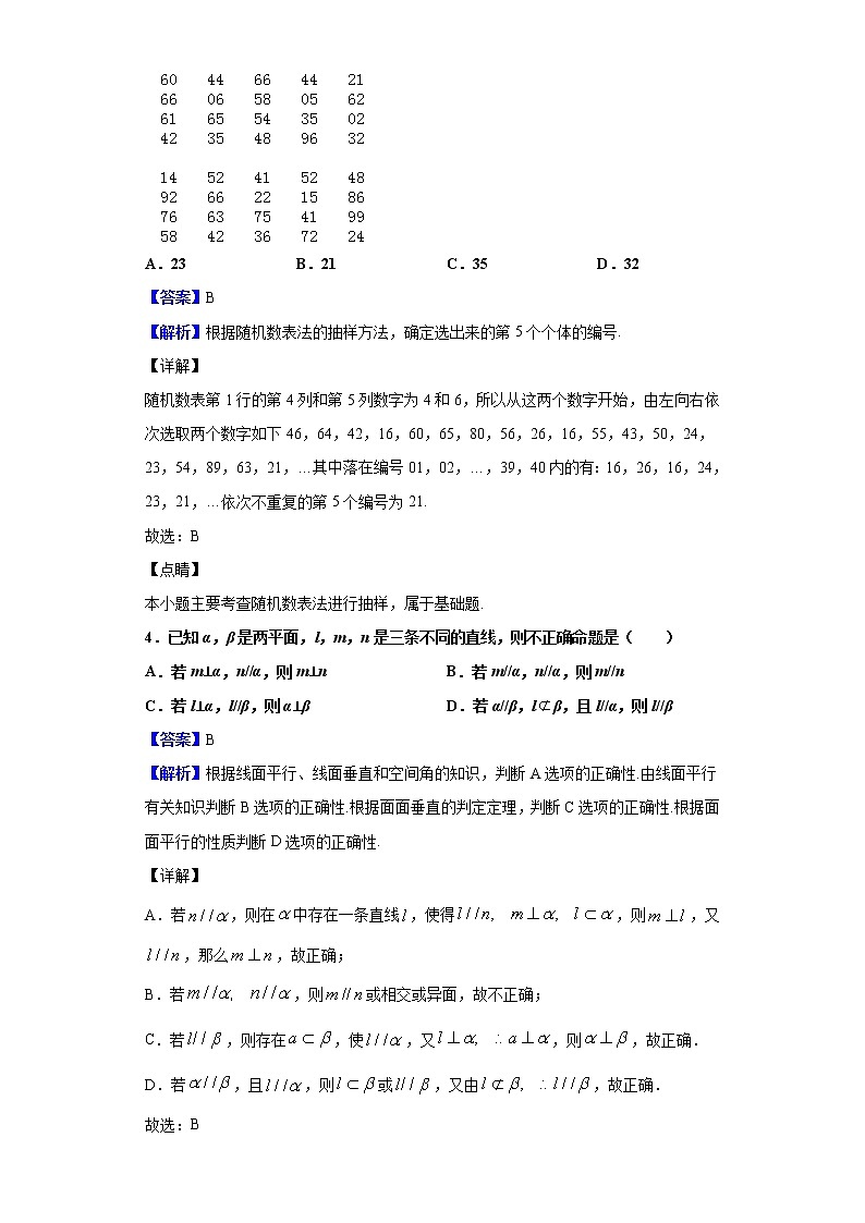 2020届陕西省宝鸡市高考模拟检测（二）数学（理）试题（解析版）02
