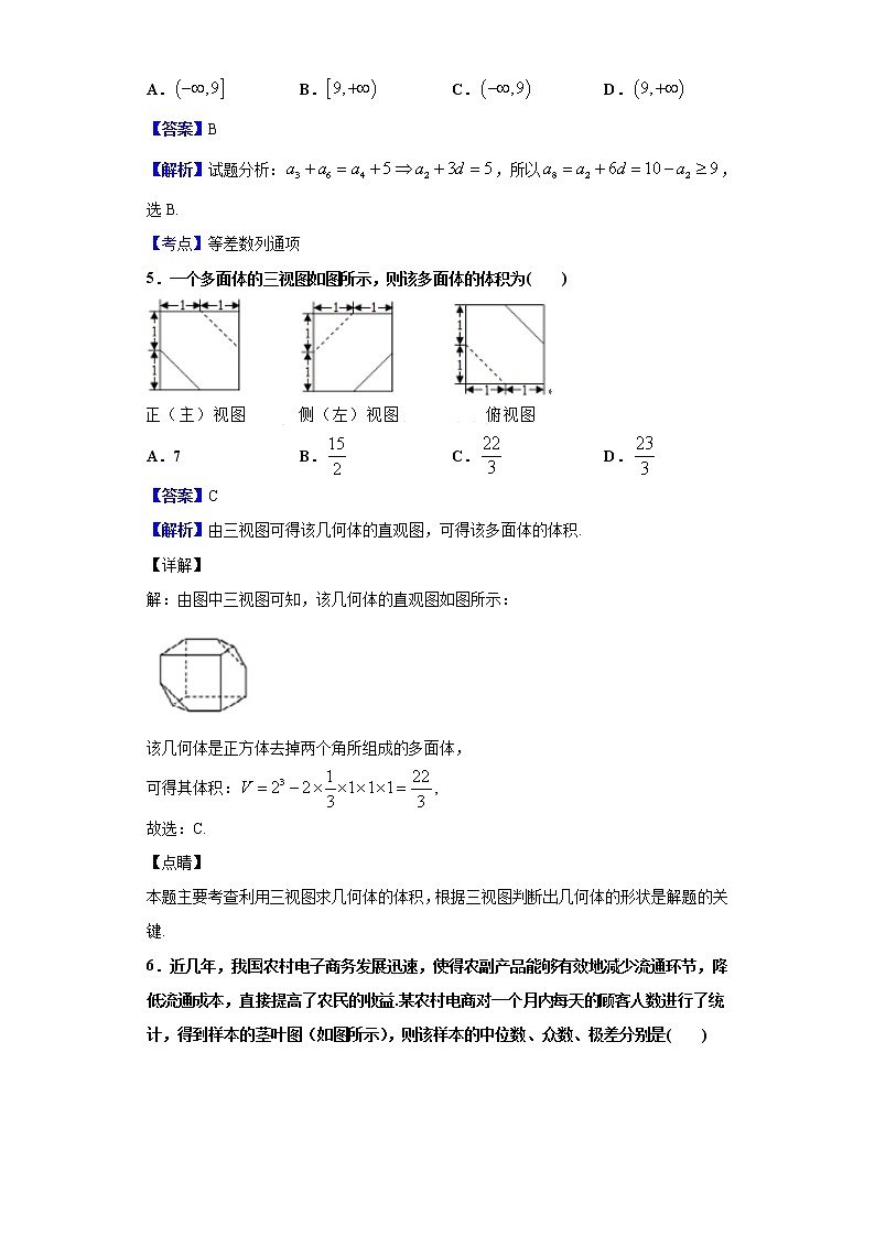 2020届陕西省西安市高新一中高三第五次模拟考试数学（文）试题（解析版）03