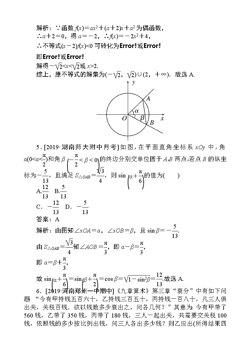 2020届全国高考分层特训卷模拟仿真专练（八）文科数学（解析版）02