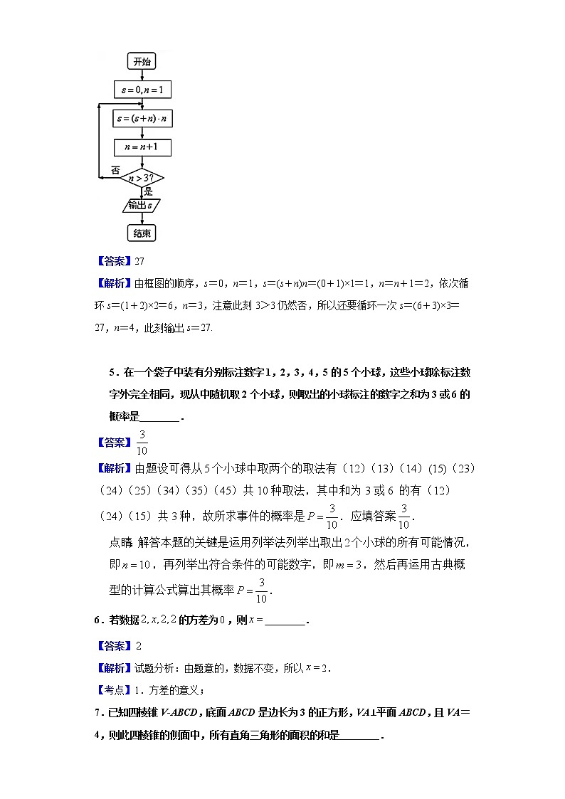 2020届江苏省徐州市新沂市第一中学高三下学期3月模拟考试数学试题（解析版）02