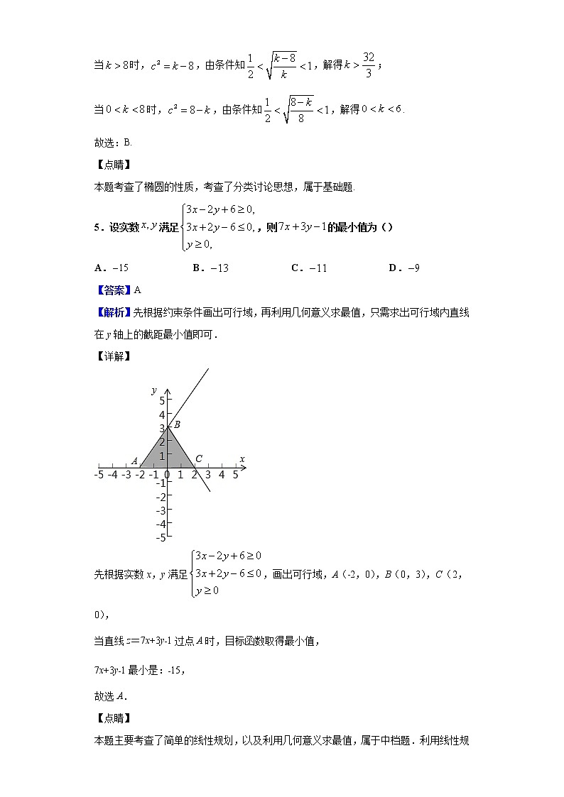 2020届河南省鹤壁市高级中学高三下学期模拟数学（文）试题（解析版）03