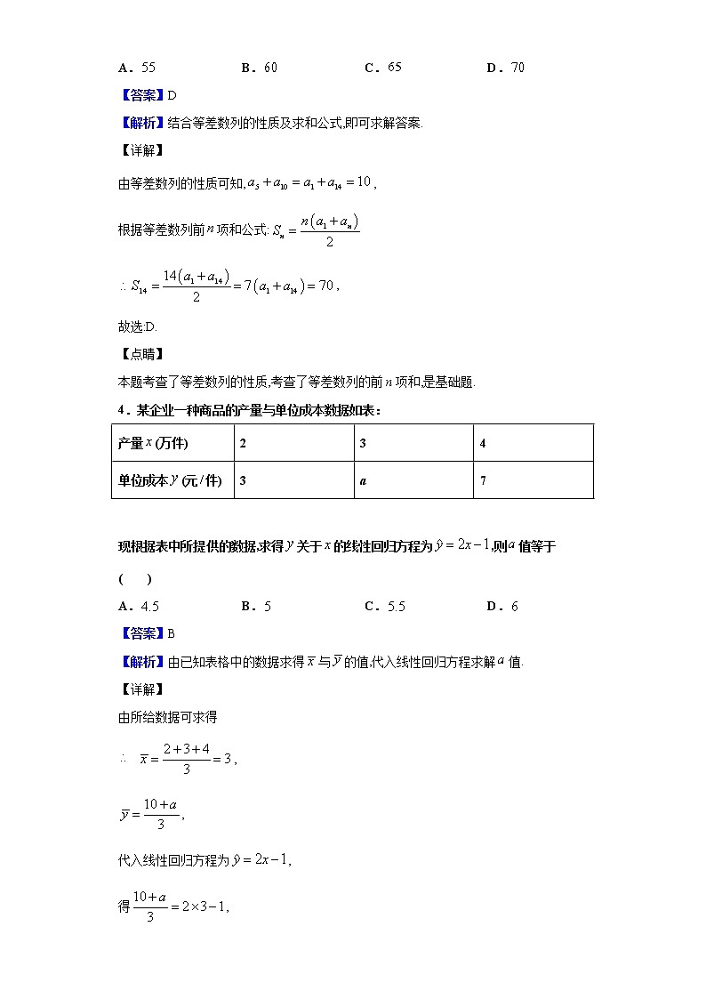 2020届河南省许昌市高三年级第一次质量检测数学（文）试题（解析版）02