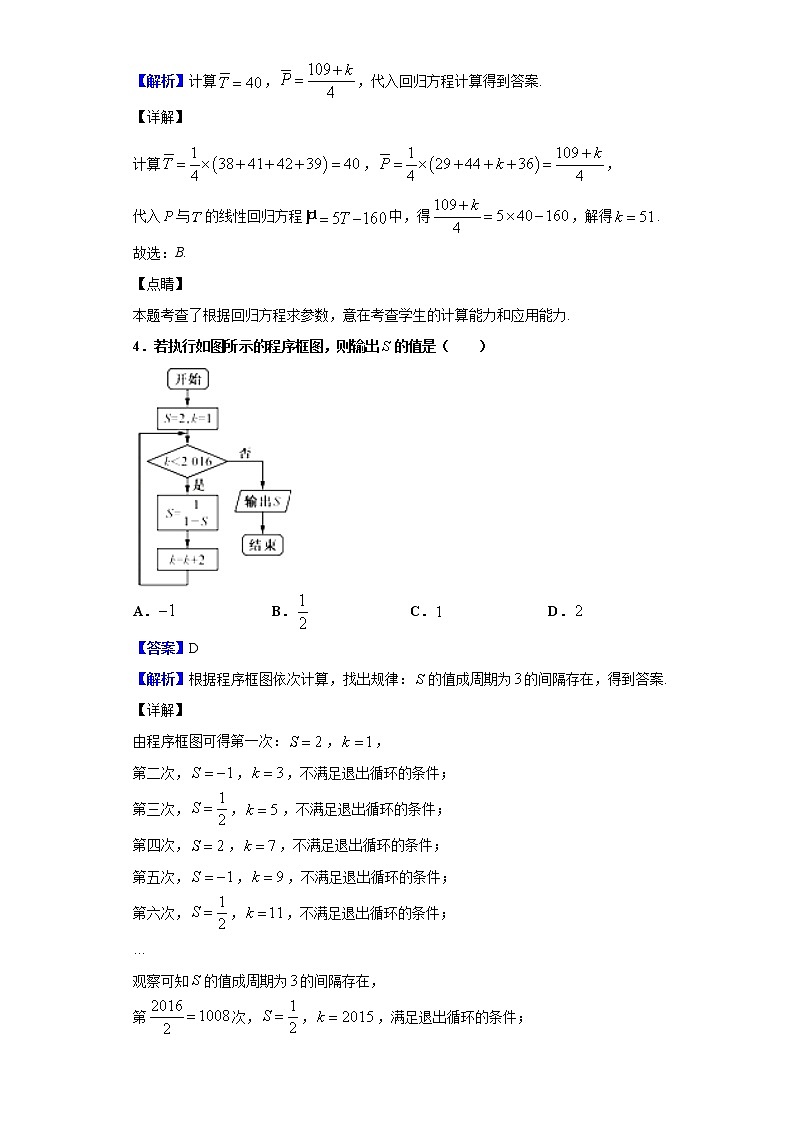 2020届贵州省凯里一中高三3月模拟（入学诊断）数学（理）试题（解析版）02