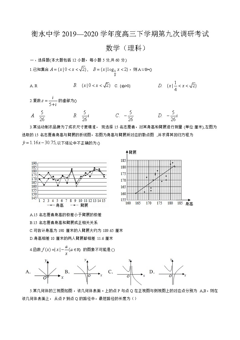 2020届河北省衡水中学高三下学期第九次调研考试数学（理）试题01